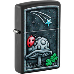 Zippo Windproof Lighter - Color Image Ladybug Design Black Matte All-Metal | 48724