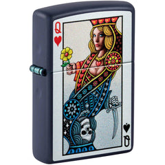 Zippo Windproof Lighter - Color Image Opposing Queen Design Navy Matte Metal | 48723