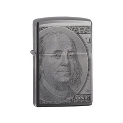 Zippo Windproof Lighter - Currency Design Black Ice Finish Metal Refillable | 49025