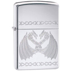 Zippo Windproof Lighter - Dancing Dragons Refillable Chrome Finish Metal | 29988