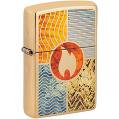 Zippo Windproof Lighter - Elements of Earth Design with Classic Flame Icon | 48729