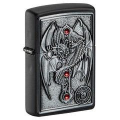 Zippo Windproof Lighter - Filigree Dragon Design Black Matte Finish Pocket | 49755