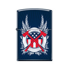 Zippo Windproof Lighter - Firefighter Design Blue Metal Finish Genuine | 239-051786