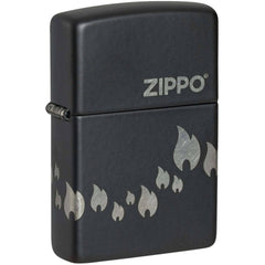 Zippo Windproof Lighter - Flame Icons Design Black Matte with Chrome Metal | 48980