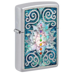 Zippo Windproof Lighter - Fusion Lotus Flower Design High Polish Chrome | 48592