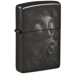 Zippo Windproof Lighter - Gas Mask Design High Polish Black Metal Finish | 48588