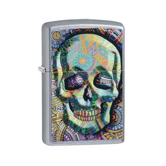 Zippo Windproof Lighter - Geometric Skull Design Street Chrome | 49140