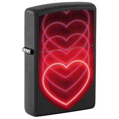 Zippo Windproof Lighter - Glowing Hearts Design with Black Light Process | 48593