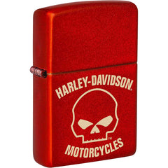 Zippo Windproof Lighter - Harley-Davidson Laser Skull Metallic Red Genuine | 48603