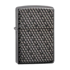Zippo Windproof Lighter - Hexagon Design Black Ice Finish Metal Refillable | 49021