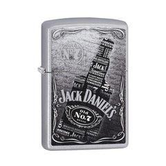 Zippo Windproof Lighter - Jack Daniel's Satin Chrome Finish Metal Refillable | 29285