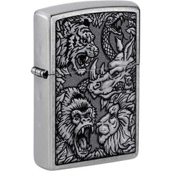 Zippo Windproof Lighter - Jungle Design Street Chrome Brass Metal Finish | 48567