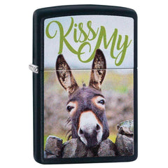 Zippo Windproof Lighter - Kiss My Donkey Design Black Matte Metal | 29868