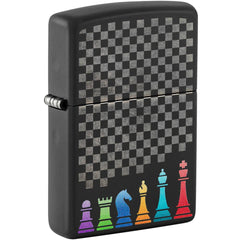 Zippo Windproof Lighter - Laser Engrave Chess Pieces Design Black Matte Metal | 48662