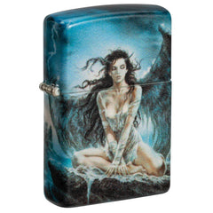 Zippo Windproof Lighter - Luis Royo Fallen Angel Design Blue Matte Finish | 48571