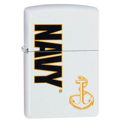 Zippo Windproof Lighter - Navy White Matte Metal Anchor Design | 29761