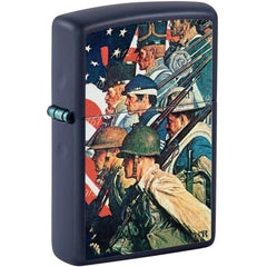 Zippo Windproof Lighter - Norman Rockwell Color Image Design Navy Matte Metal | 48698