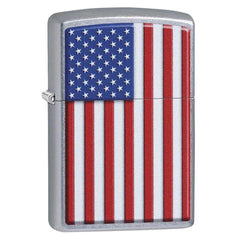 Zippo Windproof Lighter - Patriotic American Flag Street Chrome Refillable | 29722