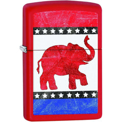 Zippo Windproof Lighter - Republican Elephant Vibrant Red Matte Finish Pocket | 29167