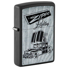 Zippo Windproof Lighter - Retro-Inspired Car Design Black Matte Metal Finish | 48572