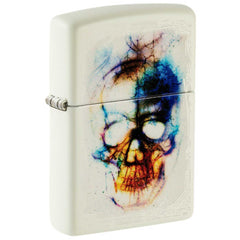 Zippo Windproof Lighter - Skull Design Glow In The Dark White Metal Finish | 48563