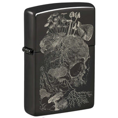 Zippo Windproof Lighter - Skull Mushroom Design High Polish Black Photo Image | 48590
