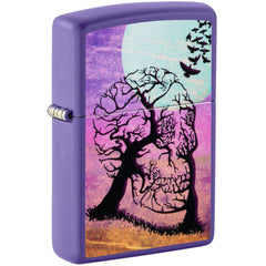 Zippo Windproof Lighter - Skull Tree Design Darkly Romantic Purple Matte Metal | 48638