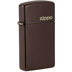 Zippo Windproof Lighter - Slim Brown Smooth Finish with Classic Zippo Logo | 49266ZL