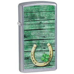 Zippo Windproof Lighter - Slim Horseshoe Design Street Chrome Finish | 49123
