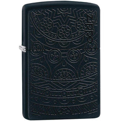 Zippo Windproof Lighter - Tone on Tone Design Black Matte Metal Refillable | 29989