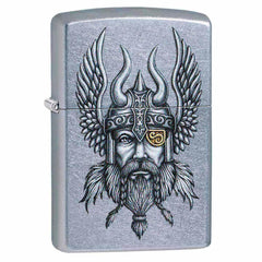 Zippo Windproof Lighter - Viking Warrior Design Street Chrome Finish | 29871