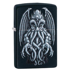 Zippo Windproof Lighter - Winged Monster Design Black Matte Finish | 49122