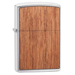Zippo Windproof Lighter - Woodchuck Two-Sided Mahogany Emblem Chrome Brushed | 49038