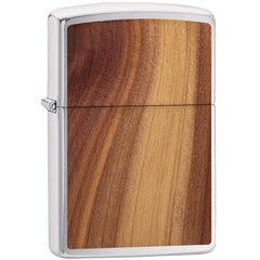 Zippo Windproof Lighter - Woodchuck USA Cedar Brushed Chrome Metal and Wood | 29900