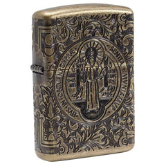 Zippo Windproof Pocket Lighter - Armor St. Benedict Design Antique Brass | 29719
