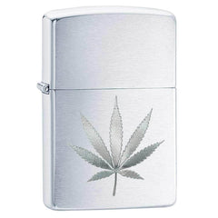 Zippo Windproof Pocket Lighter - Classic Marijuana Leaf Brushed Chrome | 29587