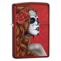 Zippo Windproof Pocket Lighter - Day of The Dead: Girl Candy Apple Red | 28830