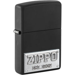 Zippo Windproof Pocket Lighter - License Plate Design Black Matte All-Metal | 48689