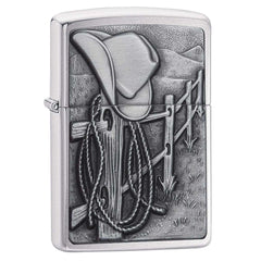 Zippo Windproof Pocket Lighter - Resting Cowboy Brushed Chrome | 24879