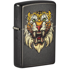 Zippo Windproof Pocket Lighter - Sabretooth Tattoo Design Gray Metal | 49263-000003