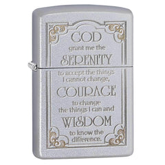 Zippo Windproof Pocket Lighter - Serenity Prayer Satin Chrome | 28458
