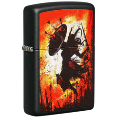 Zippo Windproof Pocket Lighter - Warrior Design Black Matte Metal | 49405